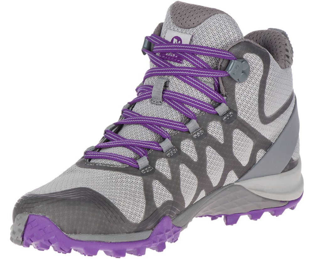 Merrell Støvler Dame - Siren 3 Mid Waterproof - Grå/Lilla - TCW427613